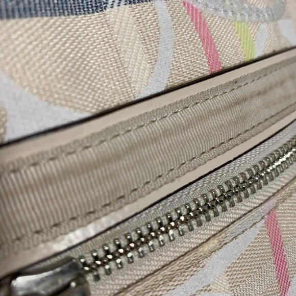 COACH Poppy Signature Ivory Gold Tattersall Sequined Glam Tote Purse 19867 - Picture 9 of 16